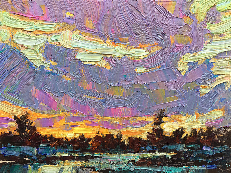 Sunset Colours: 6×8 oil on panel