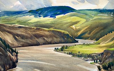 Above Churn Creek: 9×13 watercolour on paper