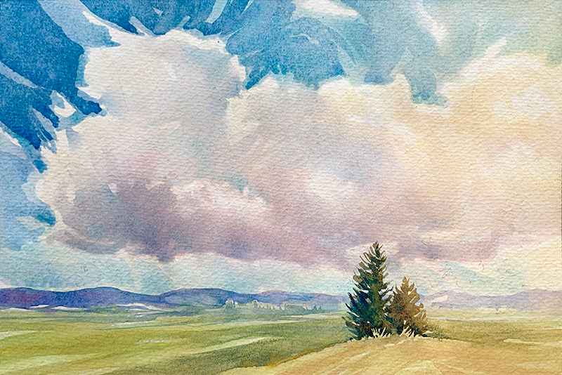 Valley Fields: 6×9 watercolour on paper