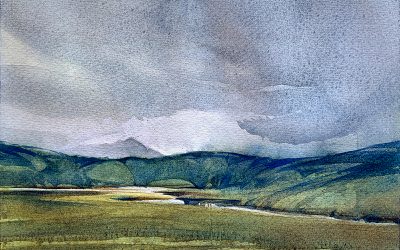 Overcast Meadow: 6×9 watercolour on paper