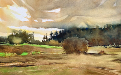 January Fields:  9×13  watercolour on paper