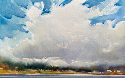Sky Over High Oaks Farm:  9×13  watercolour on paper