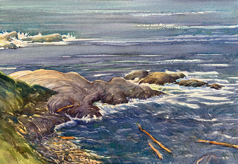 Macaulay Point Surf: 9×13 watercolour on paper
