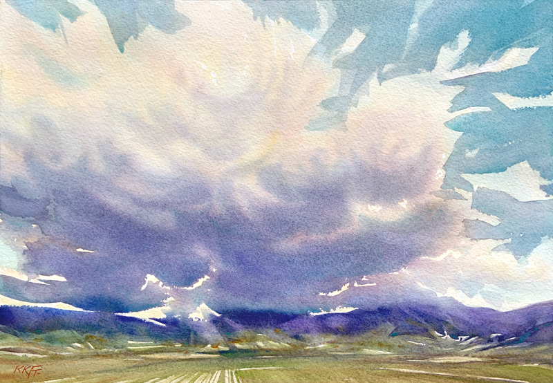 Valley Light : 9×13 watercolour on paper