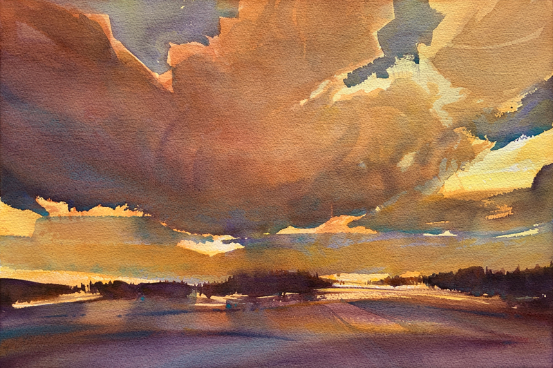 Evening View : 12×18 watercolour on paper